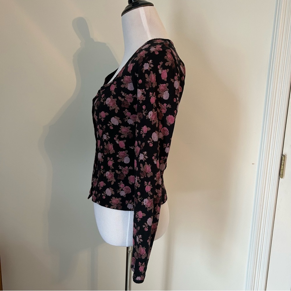 Rouje Jen Black and Pink Floral Top Size 38. - Picture 4 of 5